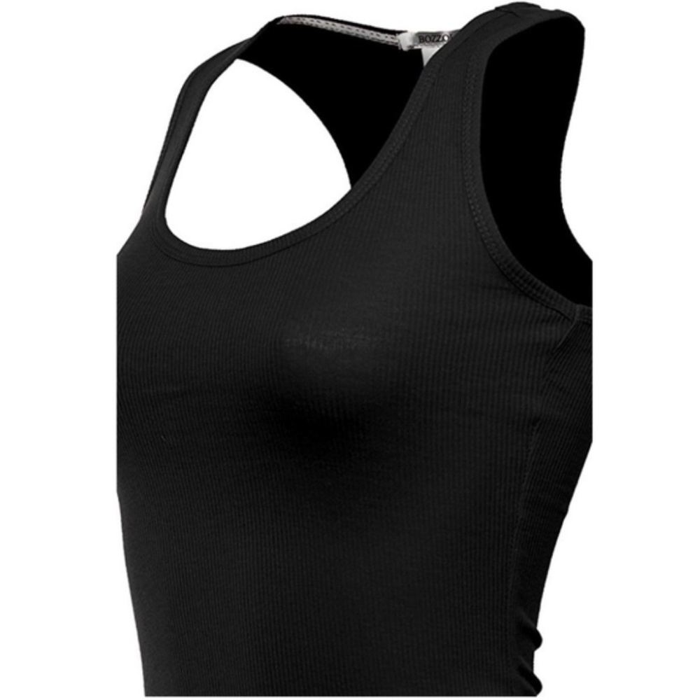 Black Ribbed Racerback Tank - Picture 3 of 3